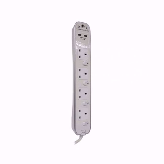 Picture of Masterplug SWSRGU42PW-MPA Switched Extension Lead c/w 4 Sockets, 2 USB Ports, 13Amps (Surge Protection) V2